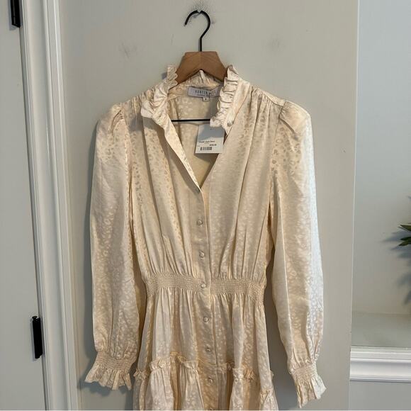 NWT Hunter Bell White Silk Joplin Mini Dress Powder Leopard Small - Picture 7 of 12